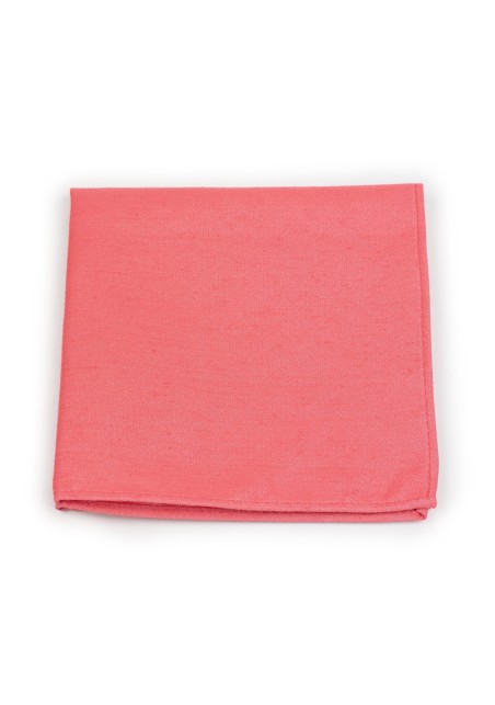Sunset Coral Pocket Square in Linen Texture