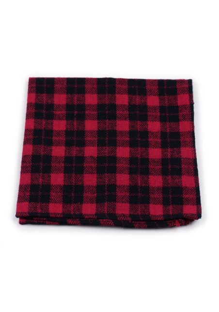 tartan plaid hanky in red and black in matte woven cotton
