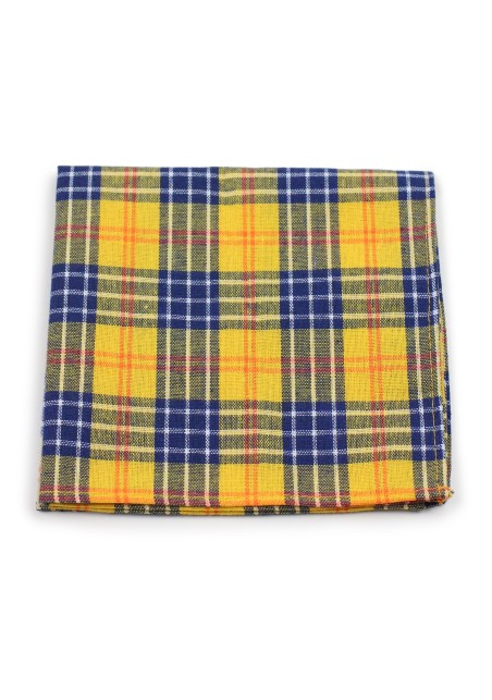 tartan plaid suit pocket hanky in amber yellow