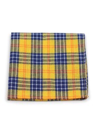 tartan plaid suit pocket hanky in amber yellow