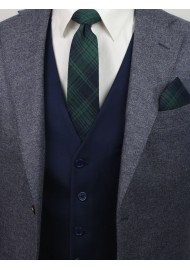tartan plaid tie and pocket square in hunter green