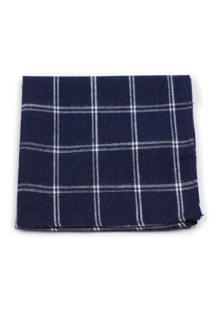 pocket square in cotton with navy plaid check