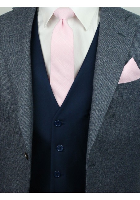 skinny wedding tie in bridal pink in matte cotton