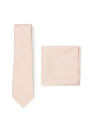 peach pink wedding skinny tie and pocket square
