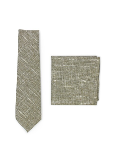 moss green summer tie in cotton with hanky
