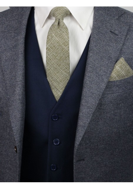 casual skinny cotton tie in moss green
