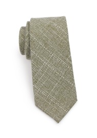 slim cut moss colored cotton necktie in matte woven finish