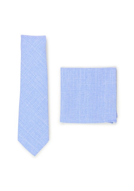 sky blue skinny cotton tie and pocket square