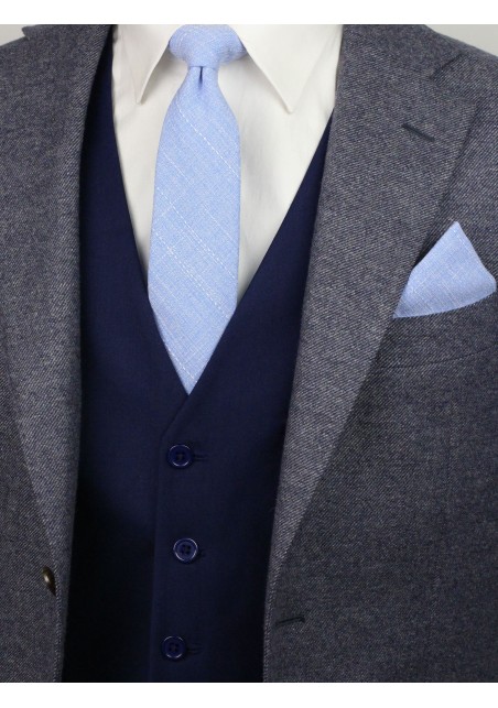 slim cut mens tie in sky blue in cotton
