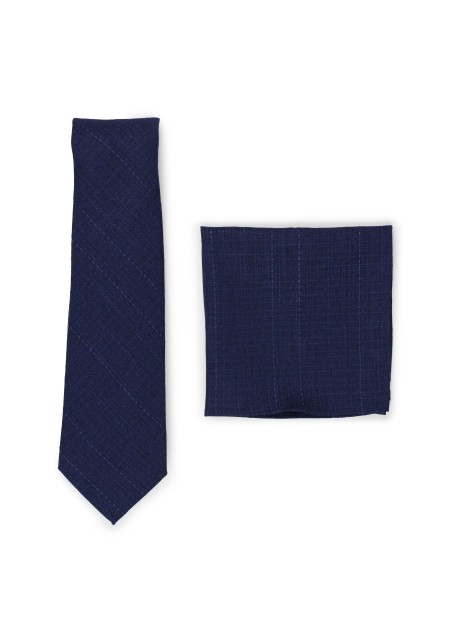skinny cotton tie set in dark navy blue