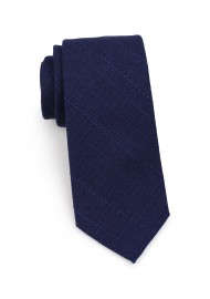 casual skinny cotton necktie in navy