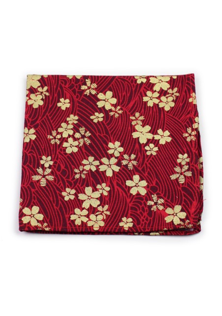 floral designer tie in red with metallic flower design print