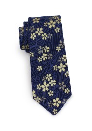 skinny designer tie in navy and metallic gold
