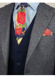 style tips for colorful skinny floral neckties