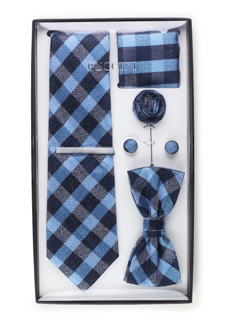 6-piece menswear set in blue plaid