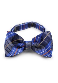 Dark navy plaid pre-tied bow tie