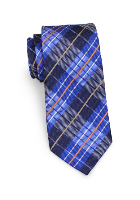 Standard length plaid dark navy necktie