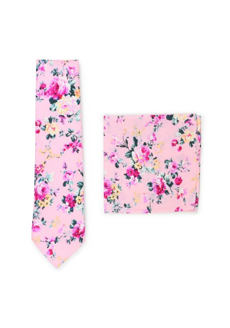pink cotton floral tie for weddings