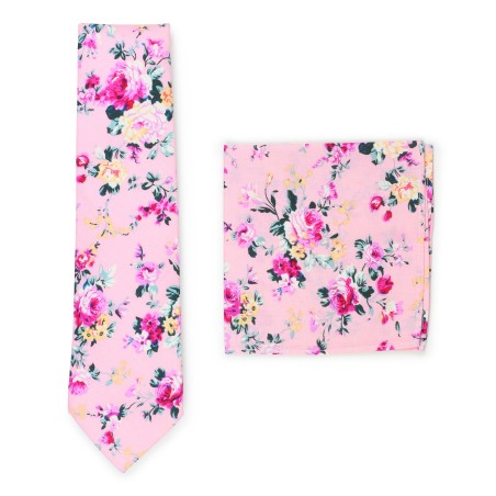 pink cotton floral tie for weddings