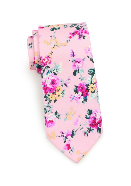 floral tie in pink in cotton