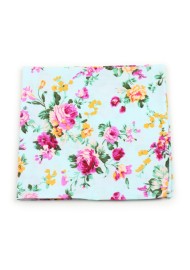 pocket square floral aqua pink cotton