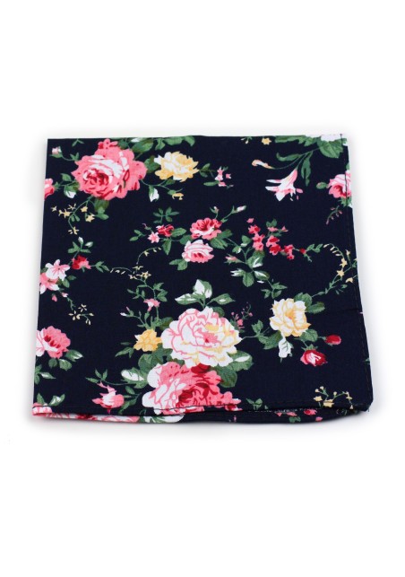 pocket square roses on black