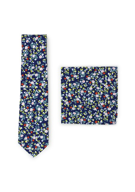 small floral print tie and hanky set