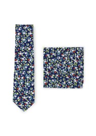 small floral print tie and hanky set
