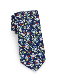 slim cotton tie with tiny flower design