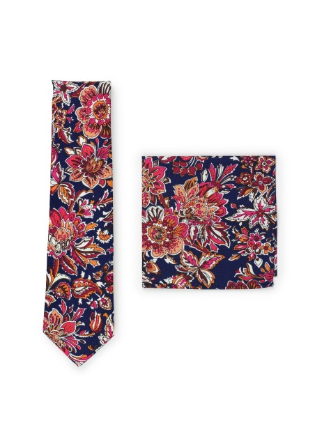 vintage flower cotton tie set in slim width