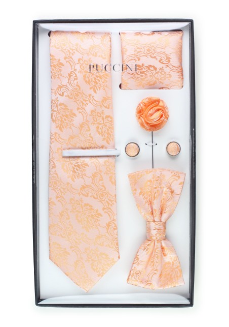 6-piece menswear set in peach paisley
