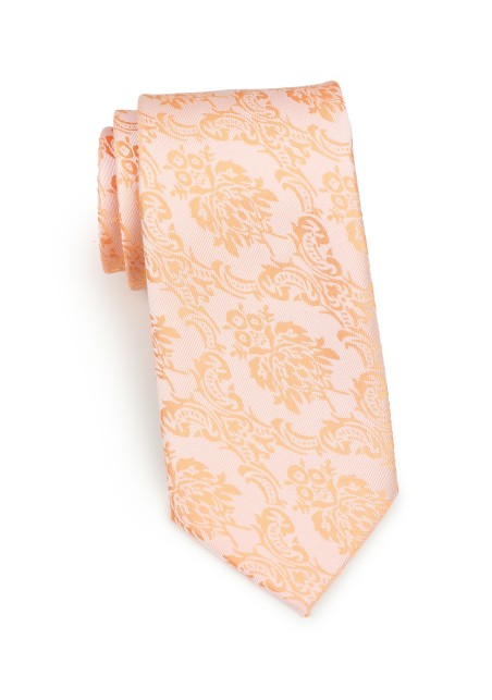 Standard length peach paisley necktie