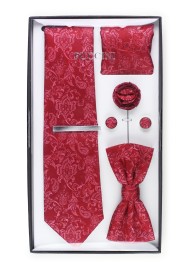 6-piece menswear set in raspberry red paisley