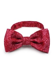 Raspberry red paisley pre-tied bow tie