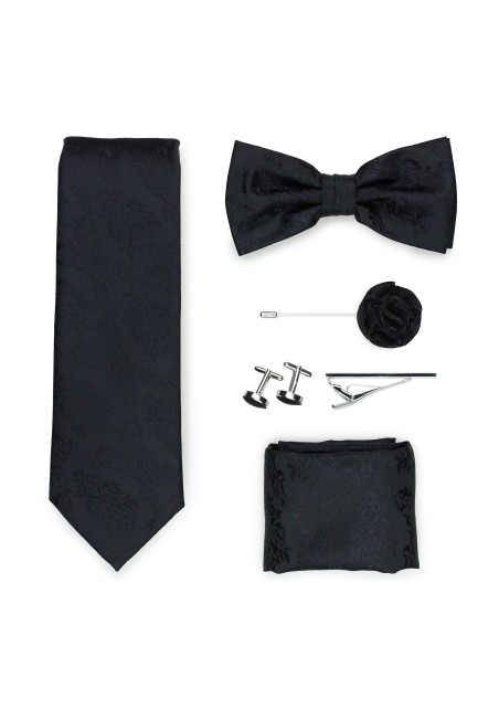 Wedding groomsmen gift set in black paisley