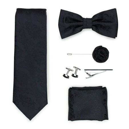 Wedding groomsmen gift set in black paisley
