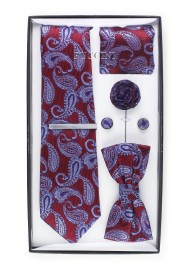 6-piece menswear set in burgundy paisley