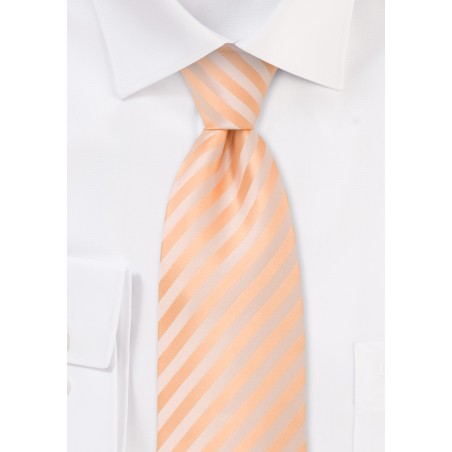 Extra long solid peach-orange necktie - Stain resistant Microfiber necktie in single orange color