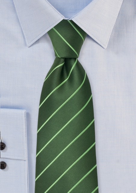 Green men's ties - Green striped necktie