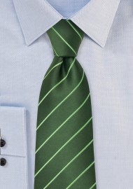 Green men's ties - Green striped necktie