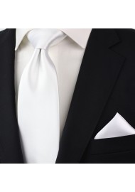 Extra long ties - Solid white XL necktie styled