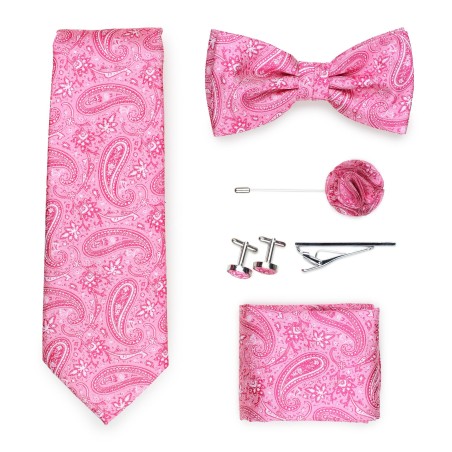 flamingo pink paisley necktie set