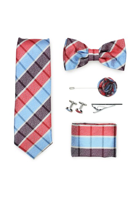 madras plaid menswear tie gift set
