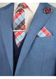 Red Plaid Menswear Set | 6-pc Plaid Tie Set in Reds and Blues