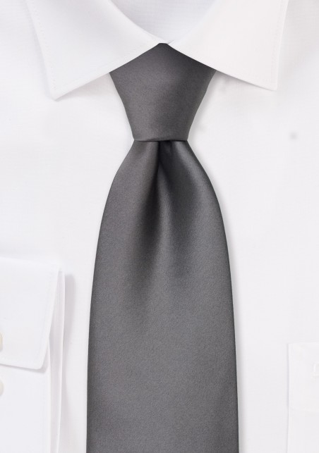 Solid Gray Tie in Extra Long