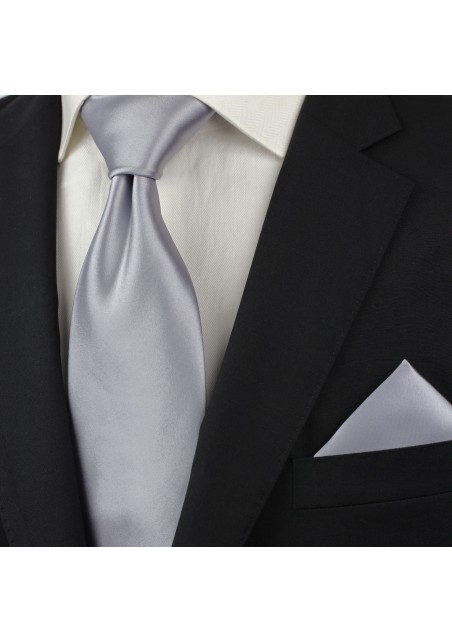 Extra long ties - Solid silver XL necktie styled