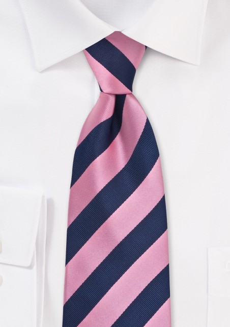 Pink and Navy Extra Long Tie