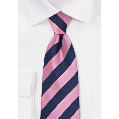 Pink and Navy Extra Long Tie