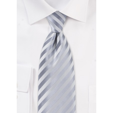 Subtle Striped Kids Tie in Silver