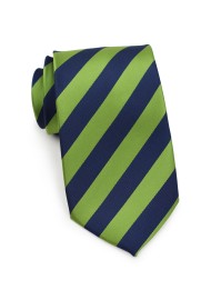 Citrus Green and Navy Striped Tie in XL Length